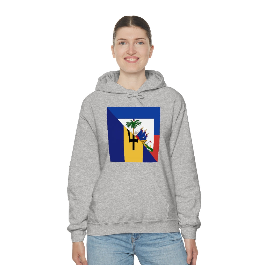 Bajan Haitian Flag Hoodie  | Unisex Half Haiti Barbados USA Pullover