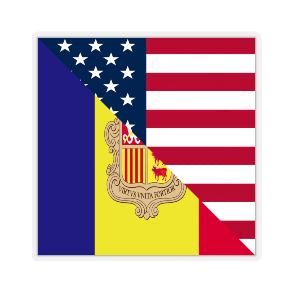 Andorran American Flag Sticker | Andorra USA