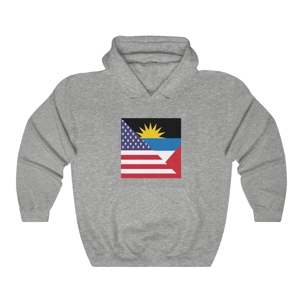 Antigua and Barbuda American Flag Hoodie  | Unisex Half Antiguan USA Pullover