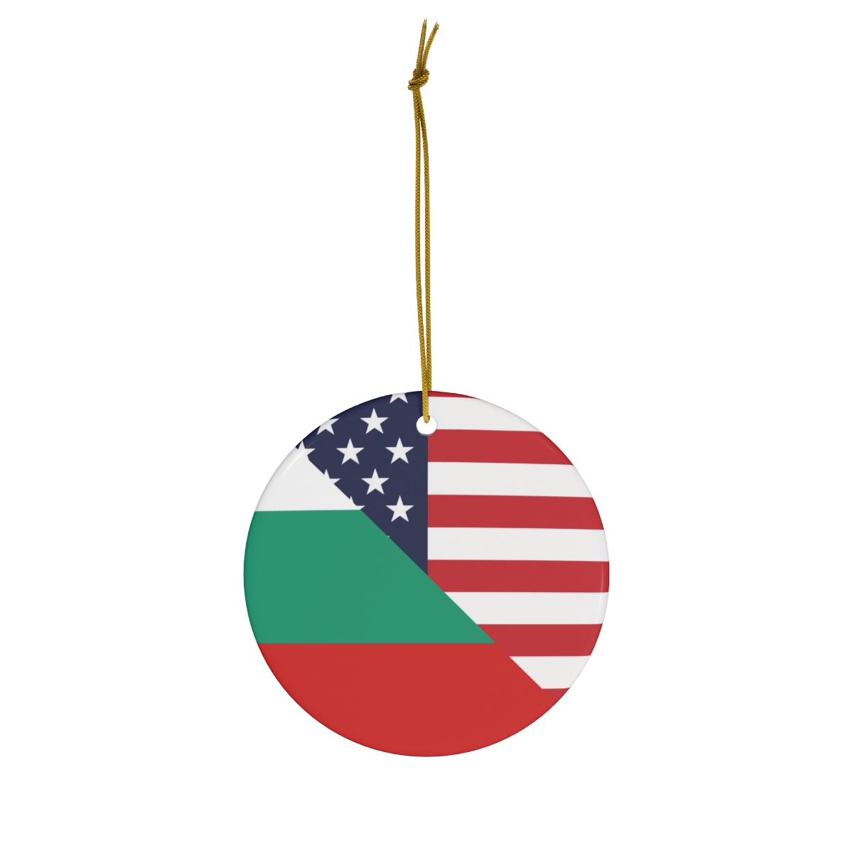 Bulgaria American Flag Ceramic Ornaments | Bulgarian USA Holiday Christmas Tree