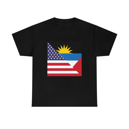 Antigua and Barbuda American Flag Tee Shirt | Antiguan USA Tshirt