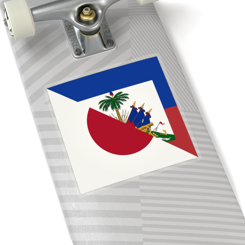 Half Haitian-Japanese Flag Sticker | Haiti Japan Flag Sticker