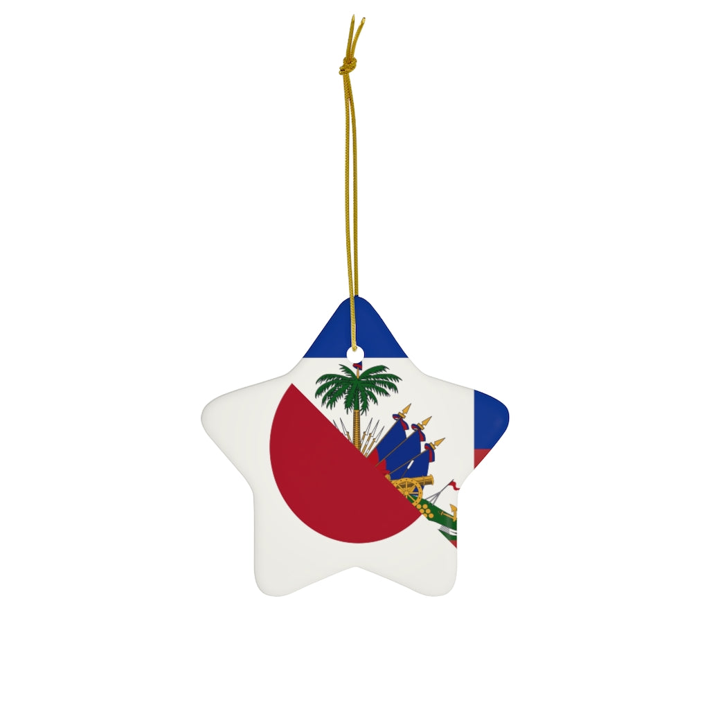 Japanese Haitian Flag Ceramic Ornaments | Japan Haiti Christmas Tree