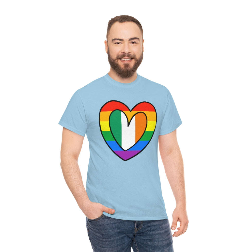 Irish Rainbow Flag Heart T-Shirt | Unisex Ireland Pride Month Tee