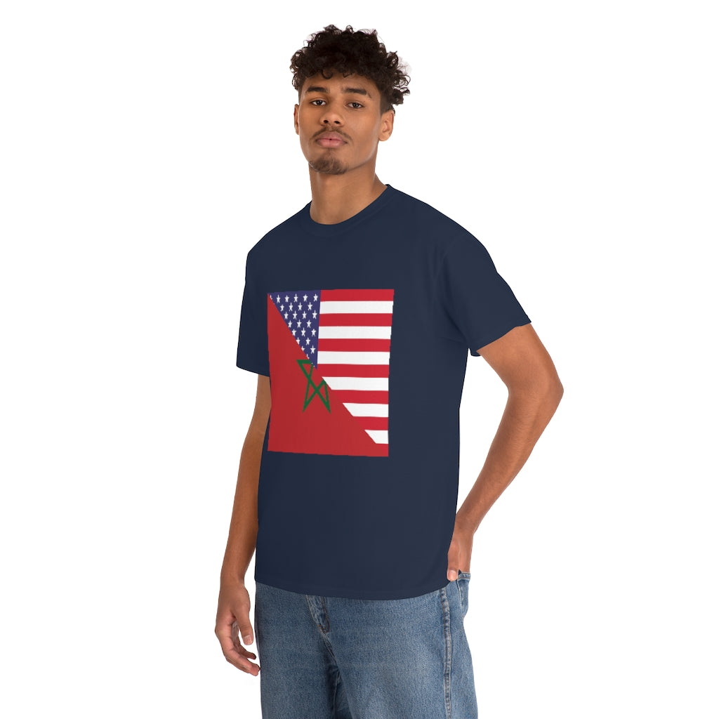 Moroccan American Flag Tee Shirt | Morocco USA Tshirt