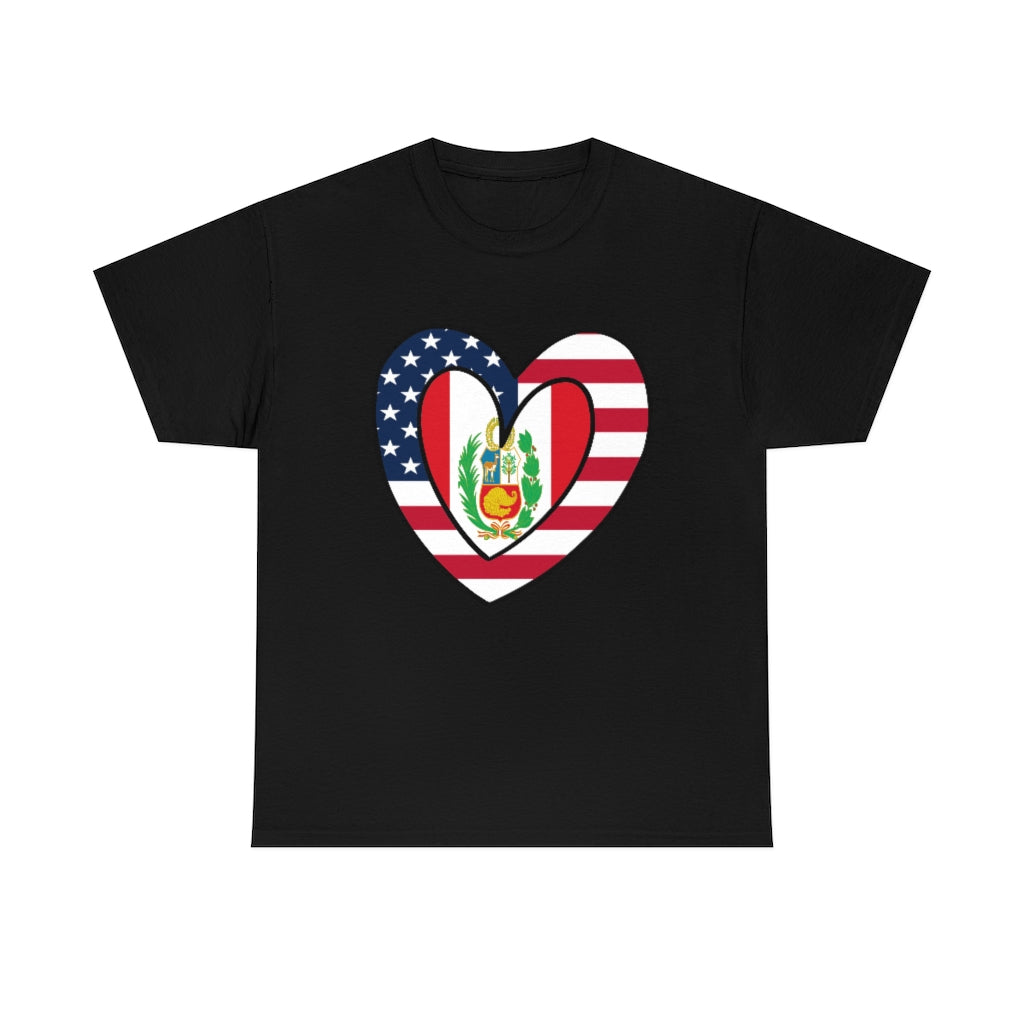 Peruvian American Inner Heart Flag Tee | Unisex Peru USA Shirt