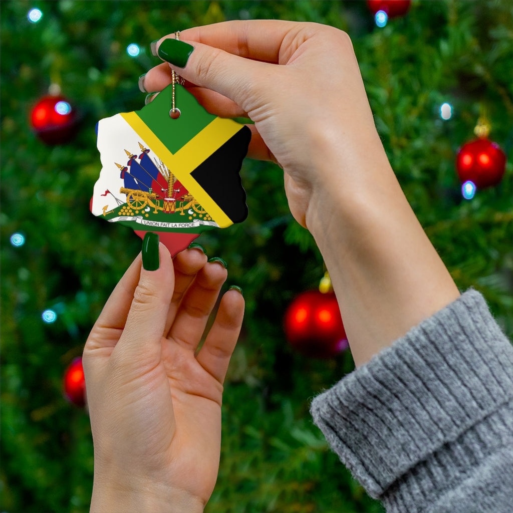 Haitian Jamaican Flag Ceramic Ornaments | Jamaica Haiti Christmas Tree