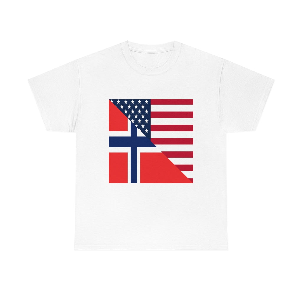 Norwegian American Flag Tee Shirt | Unisex Norway USA Tshirt