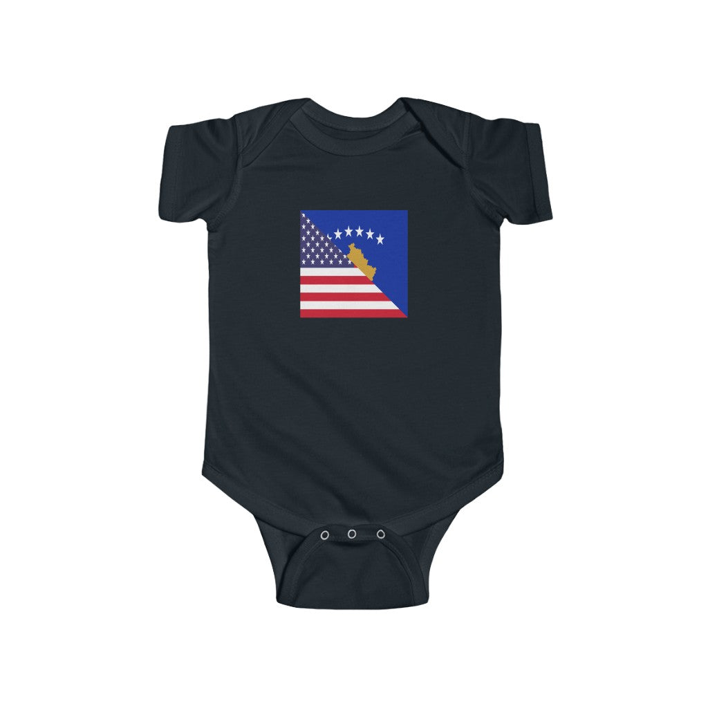 Kosovar American Flag Baby Bodysuit | Unisex Kosovo USA Newborn Clothes