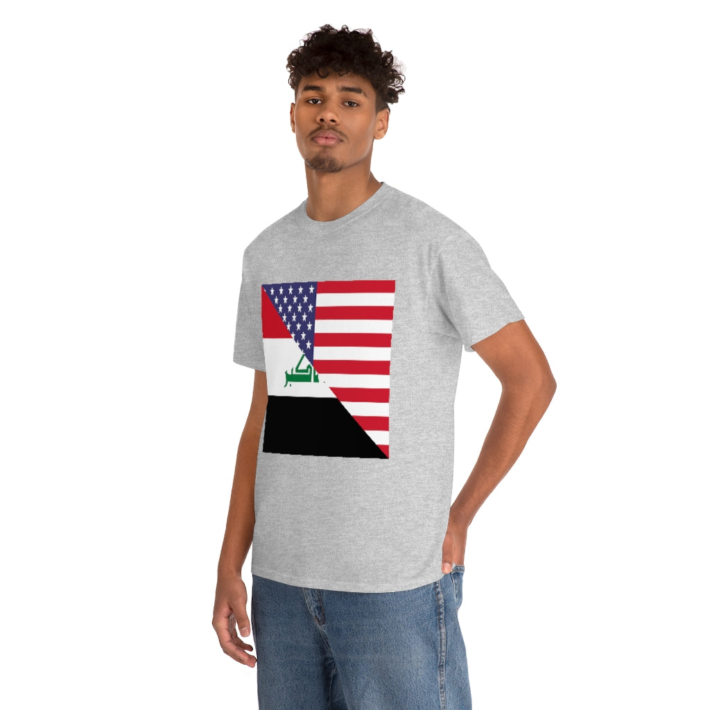 Iraq American Flag Tee Shirt | Unisex Iraqi USA Tshirt