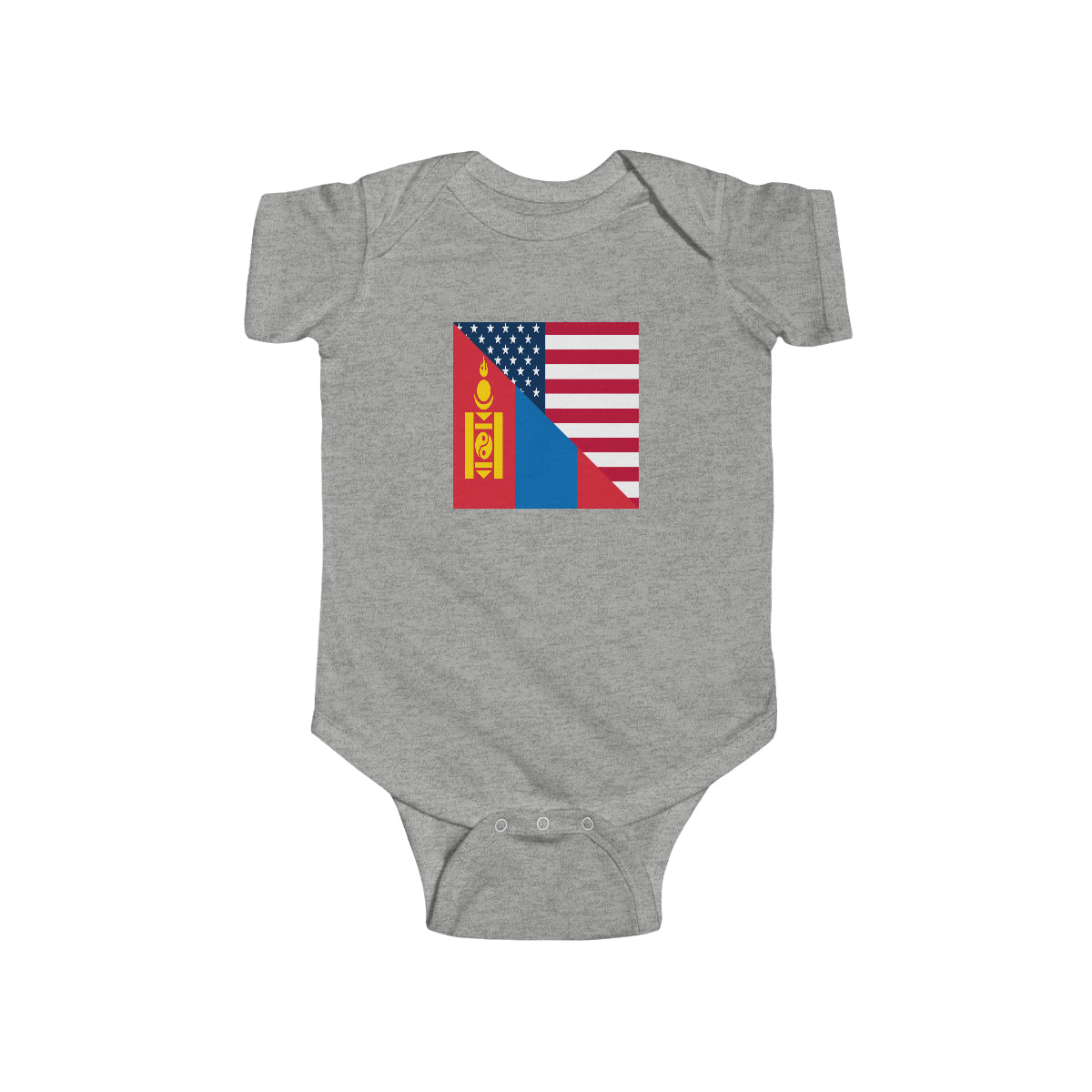 Mongolian American Flag Half Mongolia USA Baby Bodysuit | Newborn Boy Girl