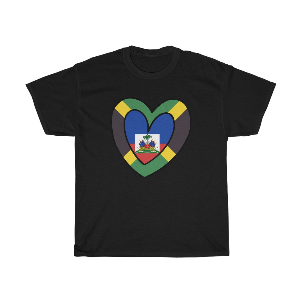 Jamaican Haitian Inner Flag Inner Heart Tee | Unisex Haiti Jamaica Shirt