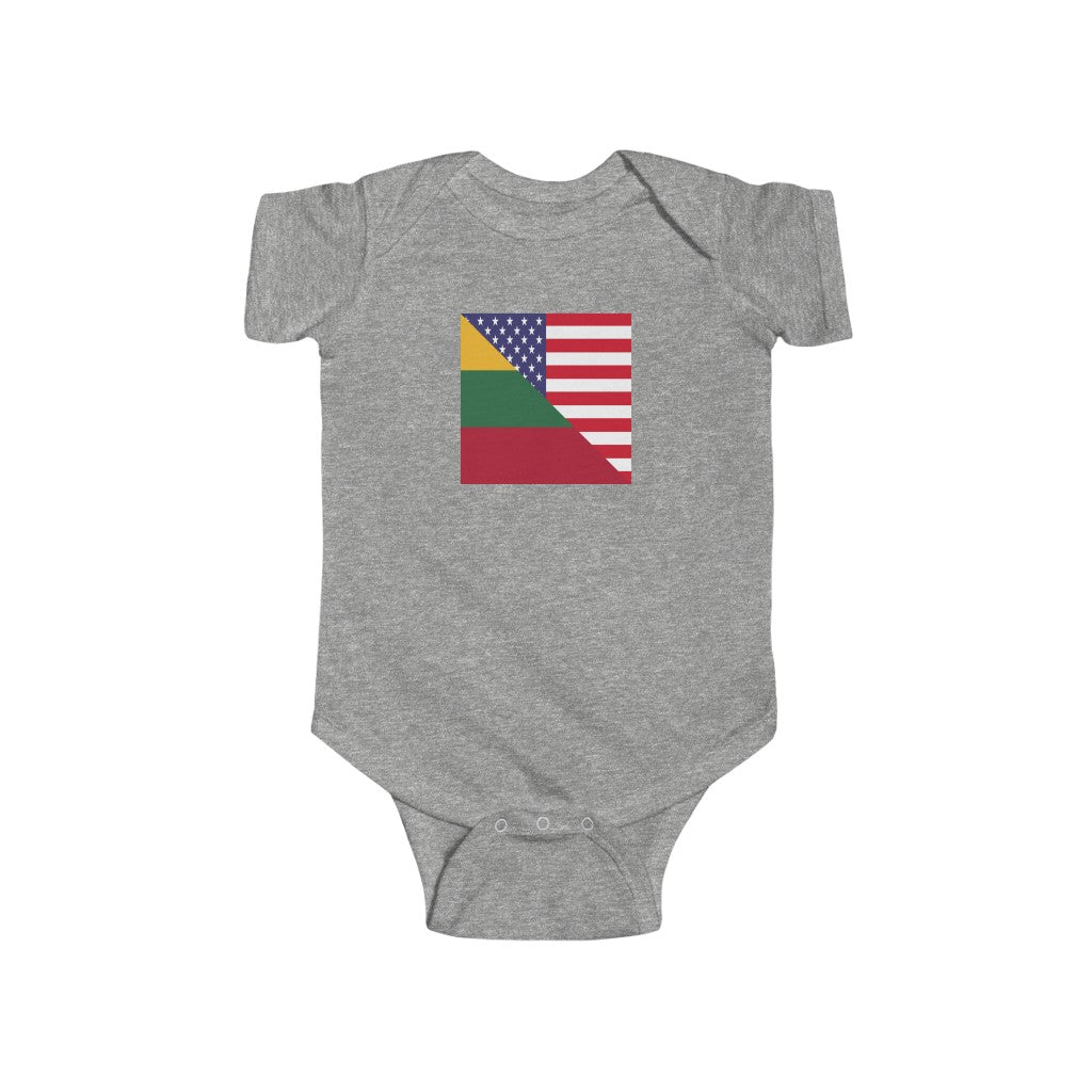 Lithuanian American Flag Baby Bodysuit | Lithuania USA Newborn