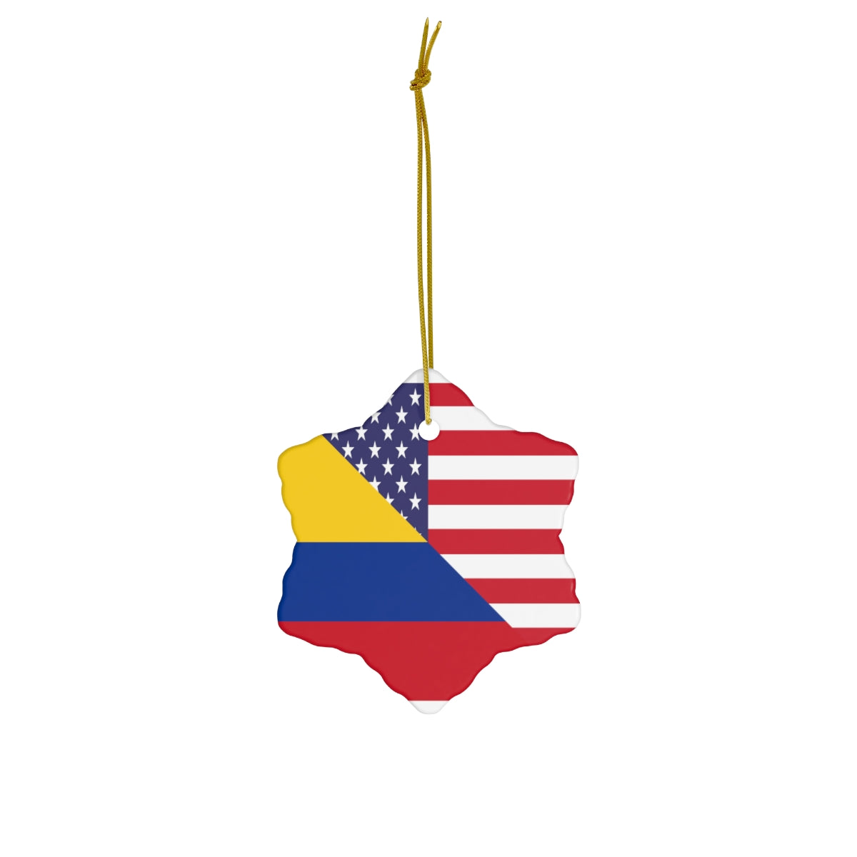 Colombian American Flag Ceramic Ornaments | Colombia USA Holiday Christmas Tree