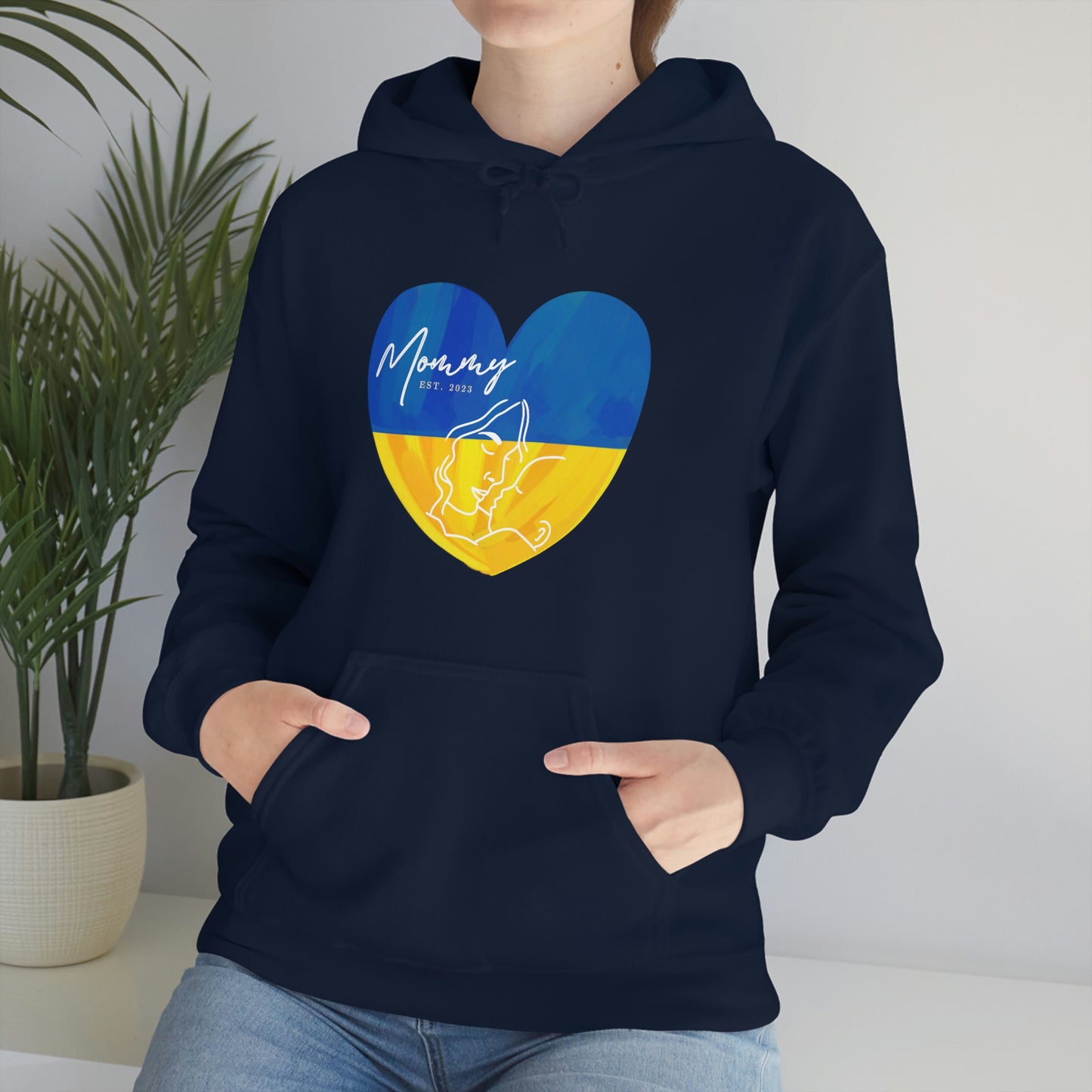 Ukraine Mommy Est 2023 Mothers Day Gift for Ukrainian MOM Hoodie | Unisex Pullover Hooded Sweatshirt