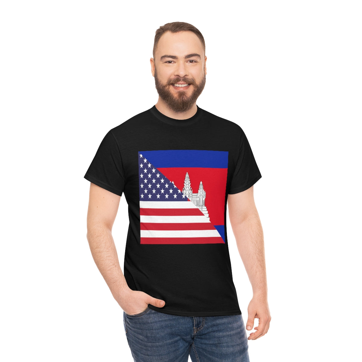 Cambodian American Flag Half Cambodia USA T-Shirt | Unisex Tee Shirt