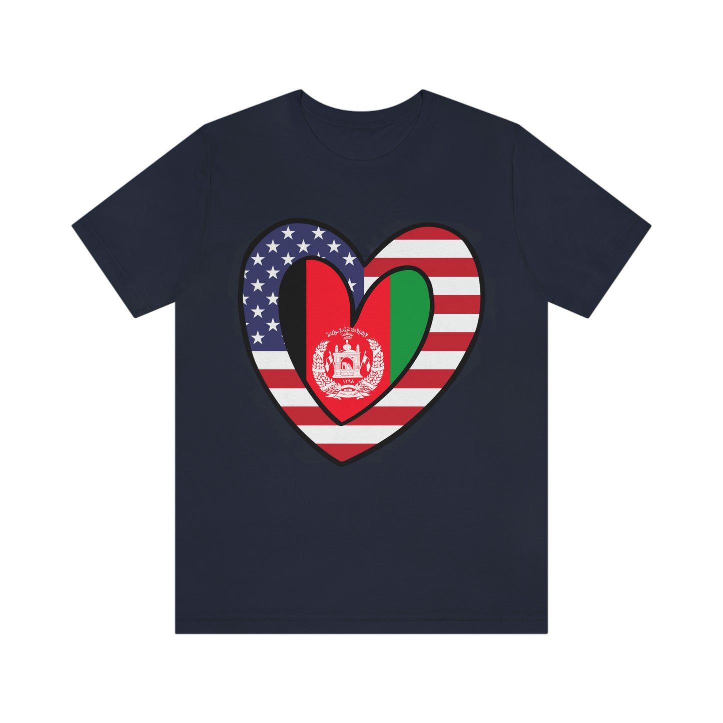 Afghan American Heart Valentines Day Gift Tee Shirt | Afghanistan USA Flag T-Shirt