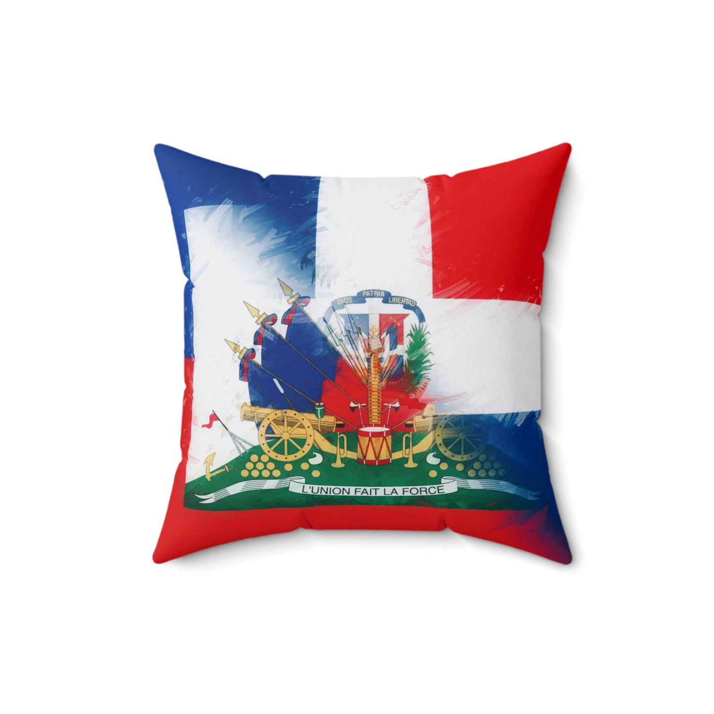 Haiti Dominican Republic Flag | Hispaniola DR Half Haitian Dominican Flag Spun Polyester Square Pillow