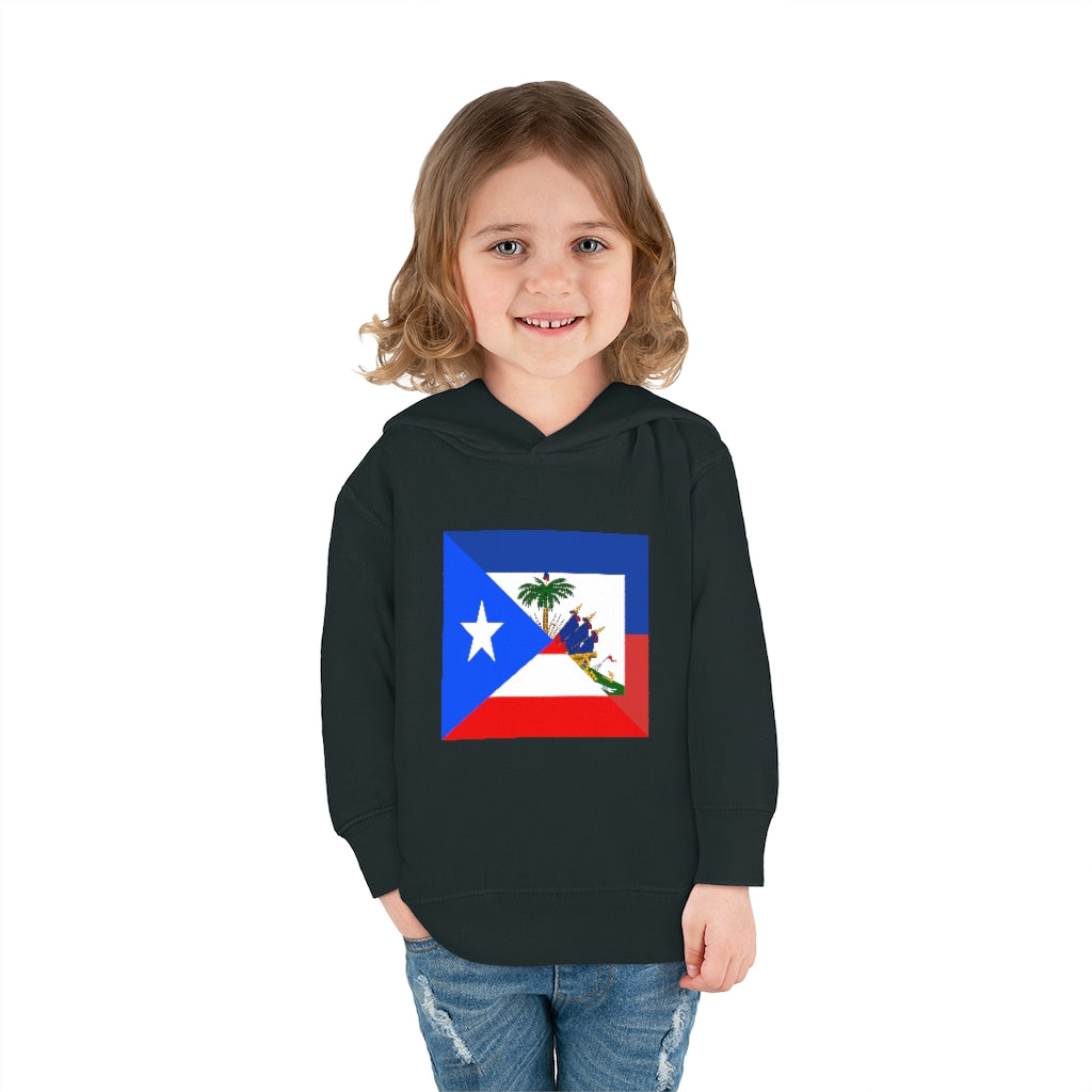 Toddler Haitian Puerto Rican Flag Pullover Fleece Hoodie | Haiti PR