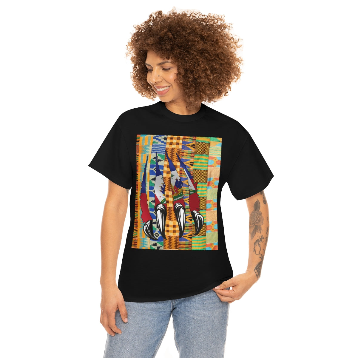 Haitian Panther Tee Shirt | Haiti Flag Kente T-Shirt