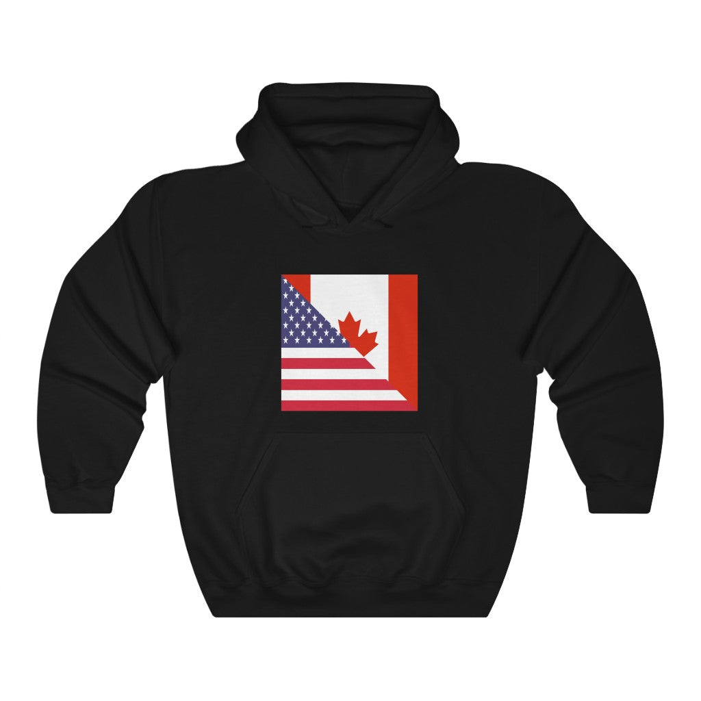 Canadian American Flag Hoodie | Unisex Half Canada Pullover