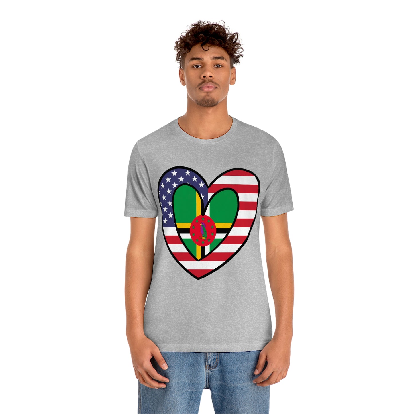 Dominican American Heart Valentines Day Gift Tee Shirt | Half Dominica USA Flag T-Shirt