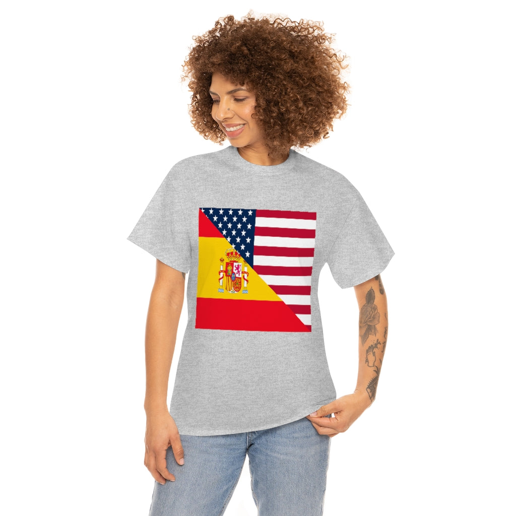 Spain American Flag Tee Shirt | Unisex Spanish USA Tshirt