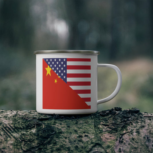 Chinese American Flag China USA 12oz Enamel Mug