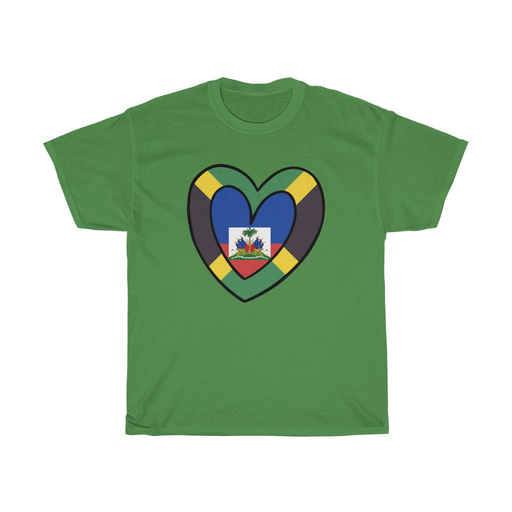 Jamaican Haitian Inner Flag Inner Heart Tee | Unisex Haiti Jamaica Shirt