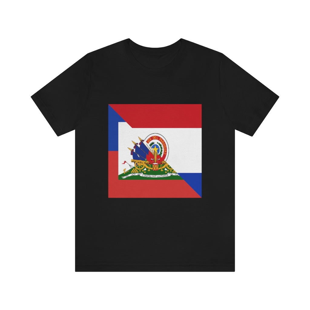 Half Haitian Paraguayan Flag Tee | Haiti Paraguay Men Women Shirt