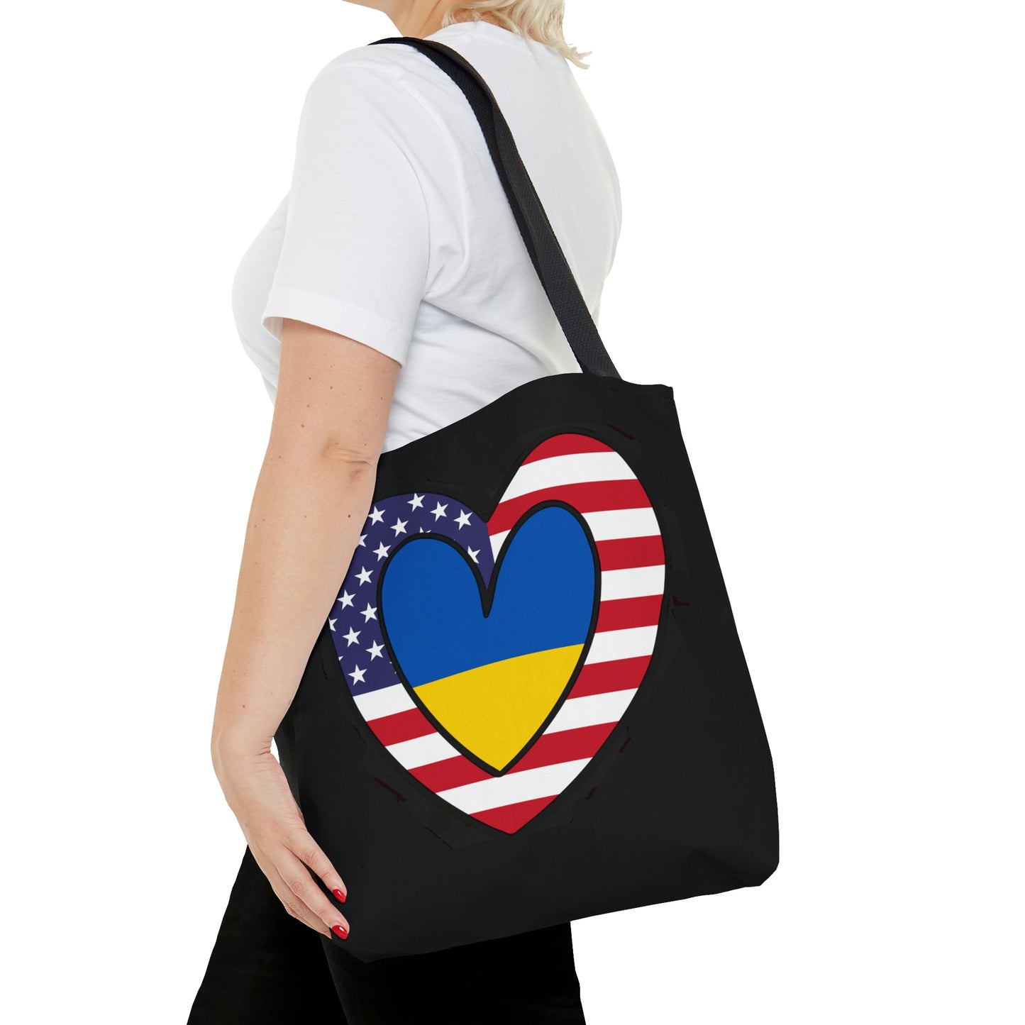 American Ukrainian Flag Inner Heart USA Ukraine  Tote Bag | Shoulder Bag