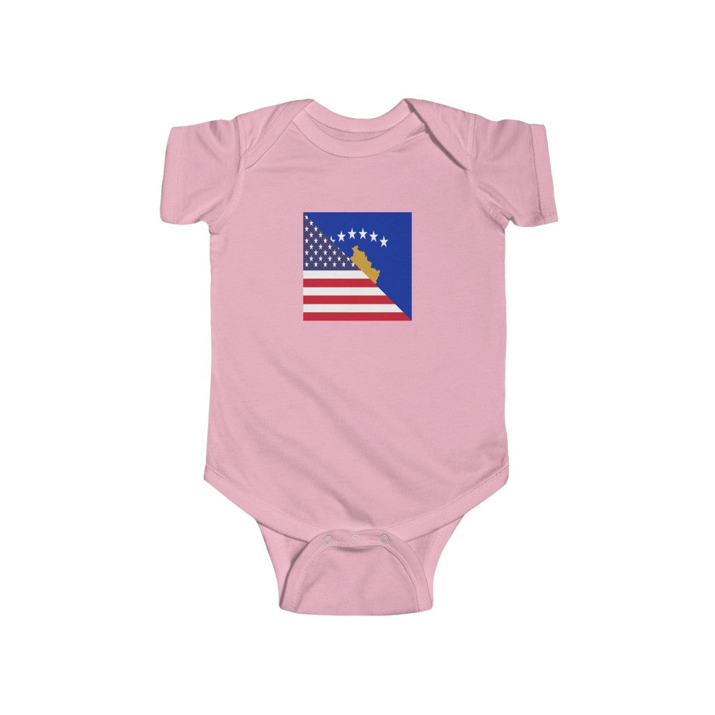 Kosovar American Flag Baby Bodysuit | Unisex Kosovo USA Newborn Clothes