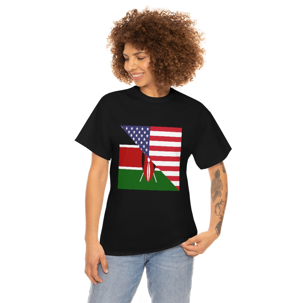 Kenyan American Flag Tee Shirt | Kenya USA Tshirt