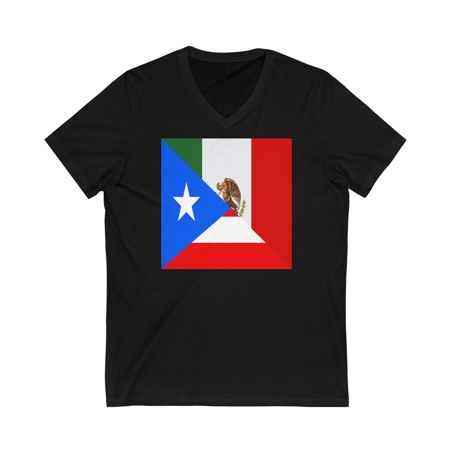 Puerto Rican Mexican Flag Half Mexico Puerto Rico V-Neck T-Shirt | Unisex Vee Shirt