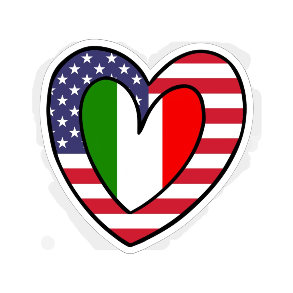 American Italian Flag Inner Heart Sticker | USA Italy Accessory