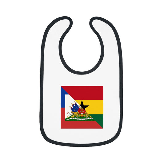 Half Haitian Ghanaian Flag Baby Bib | Haiti Ghana Newborn