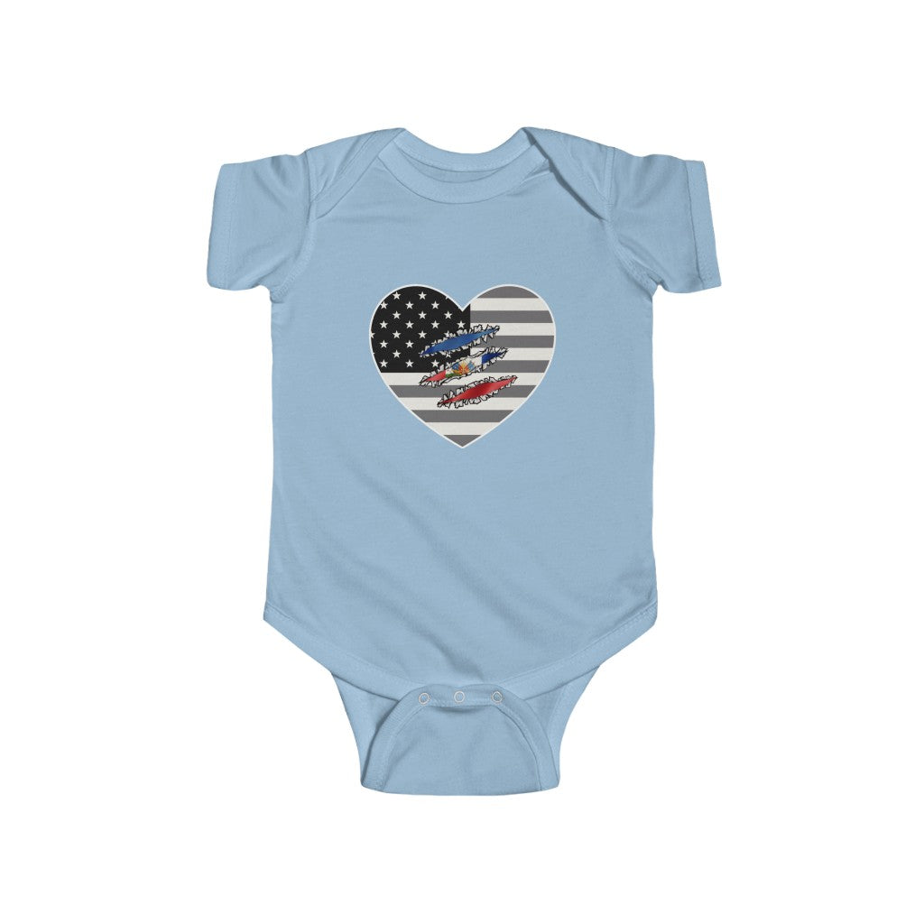 Newborn Haitian American At Heart Flag  | Haiti USA Baby Boy Girl Outfit