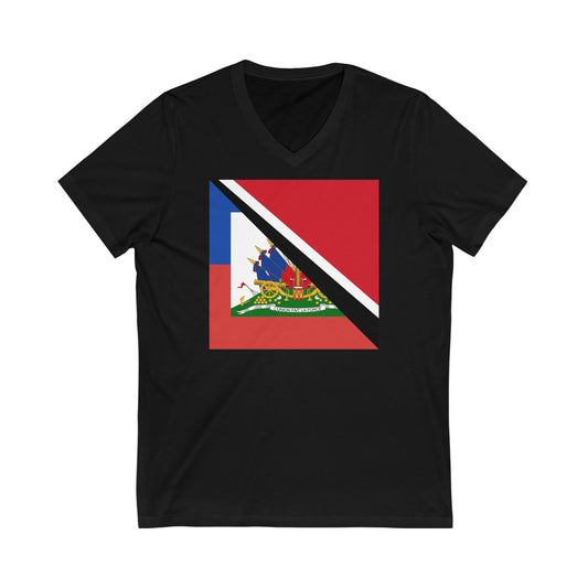 Haitian Trinidad and Tobago Flag Haitian Trini V-Neck T-Shirt | Unisex Vee Shirt