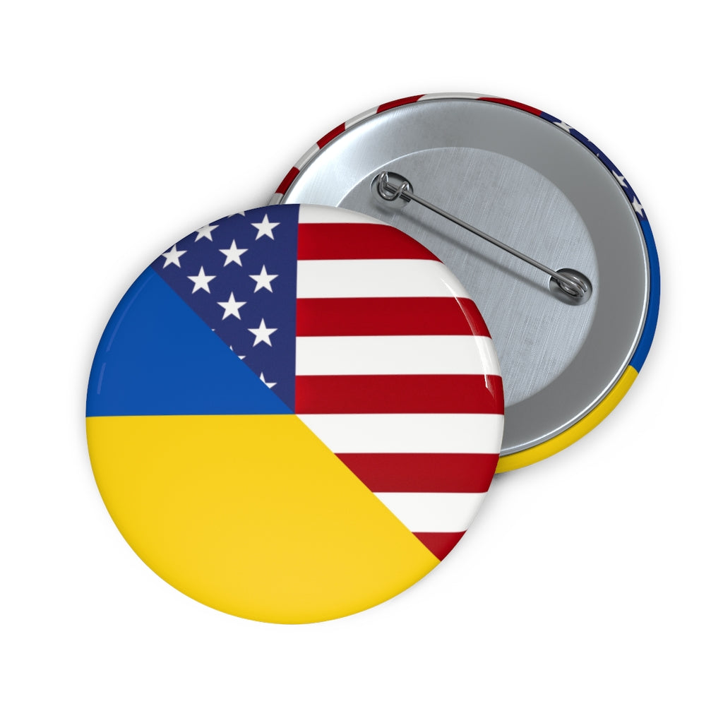 Ukraine America Flag Pin Button | USA Ukrainian American
