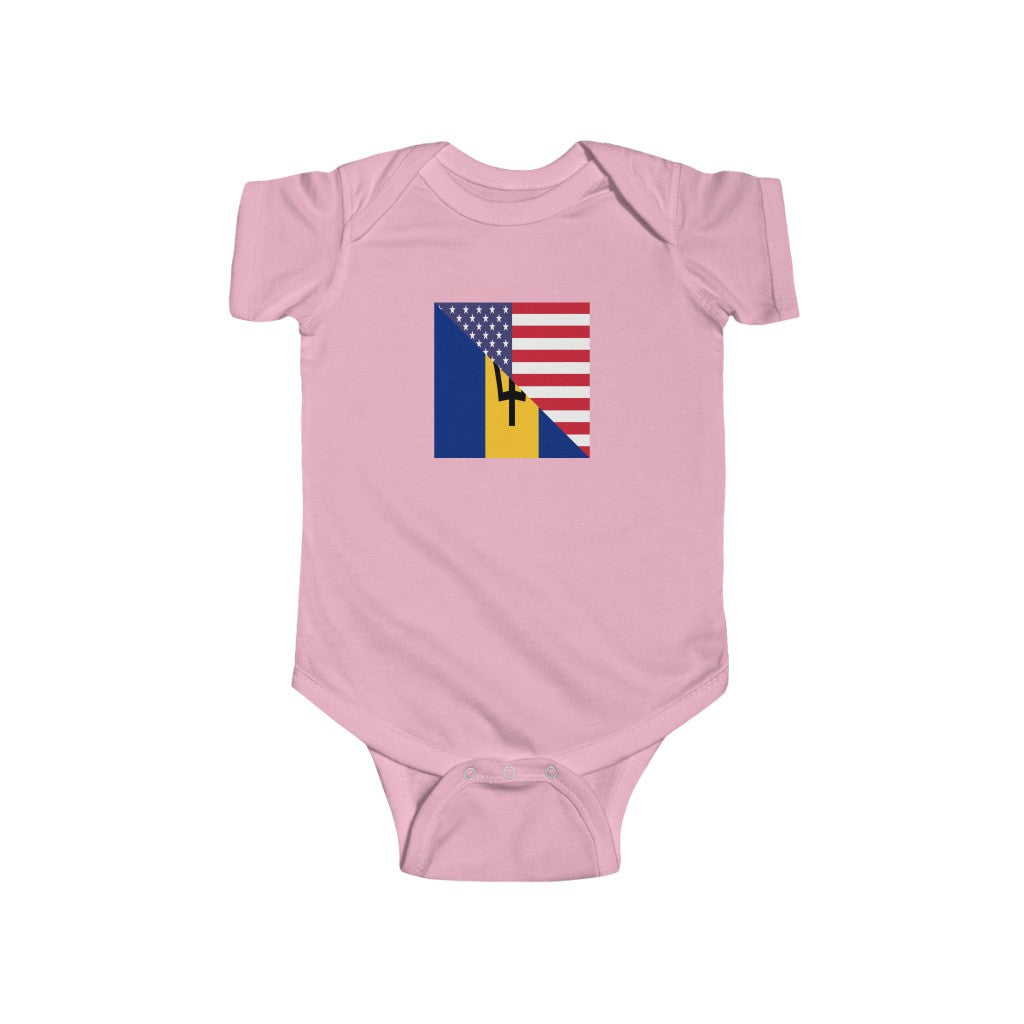 Bajan American Flag Baby Bodysuit | Barbados USA Newborn