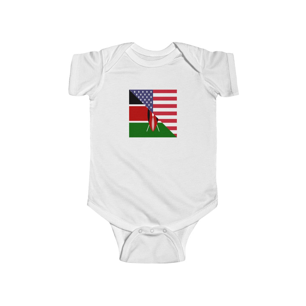 Kenyan American Flag Baby Bodysuit | Kenya USA Newborn Boy Girl