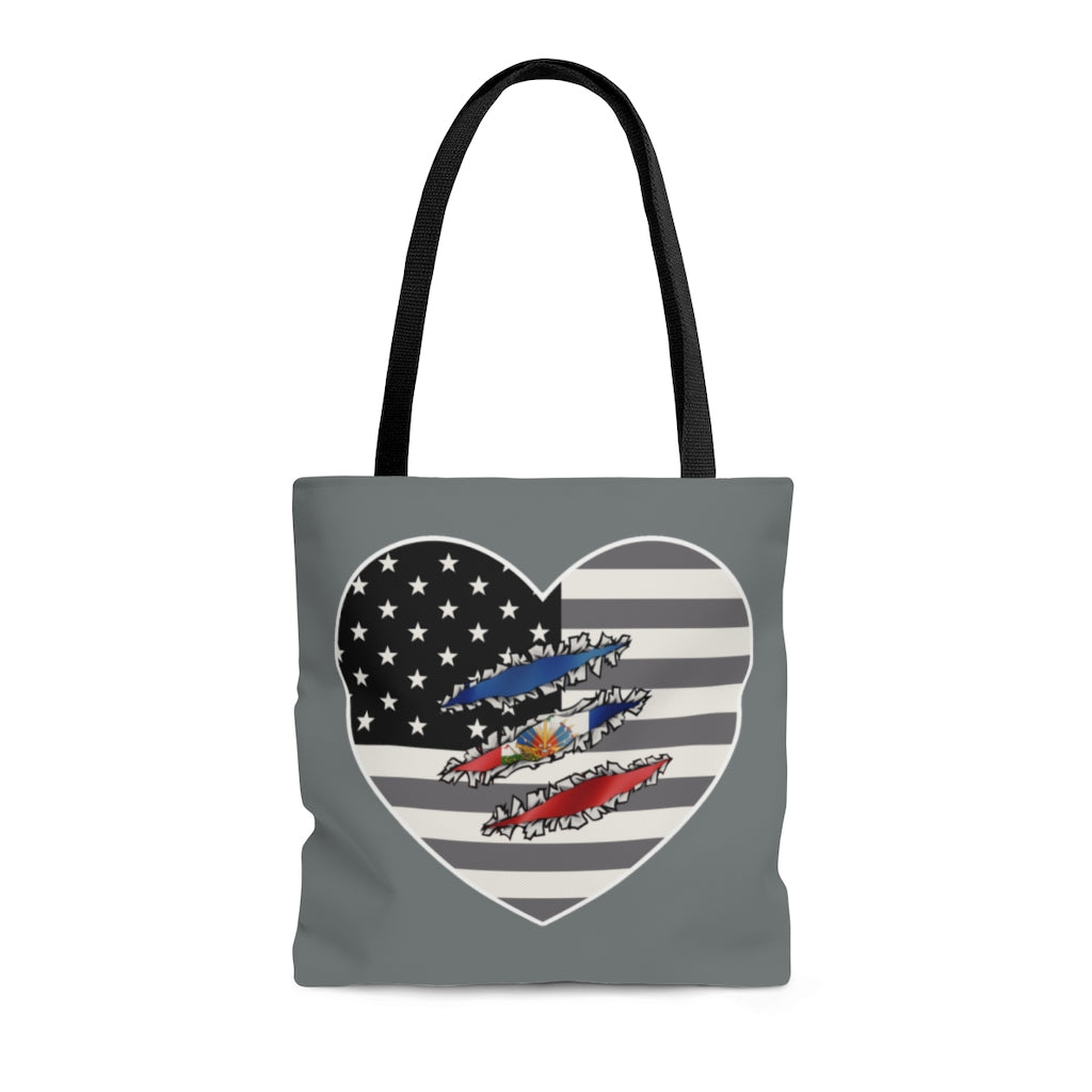 Haitian American At Heart Flag Tote Bag  | Haiti USA Accessory