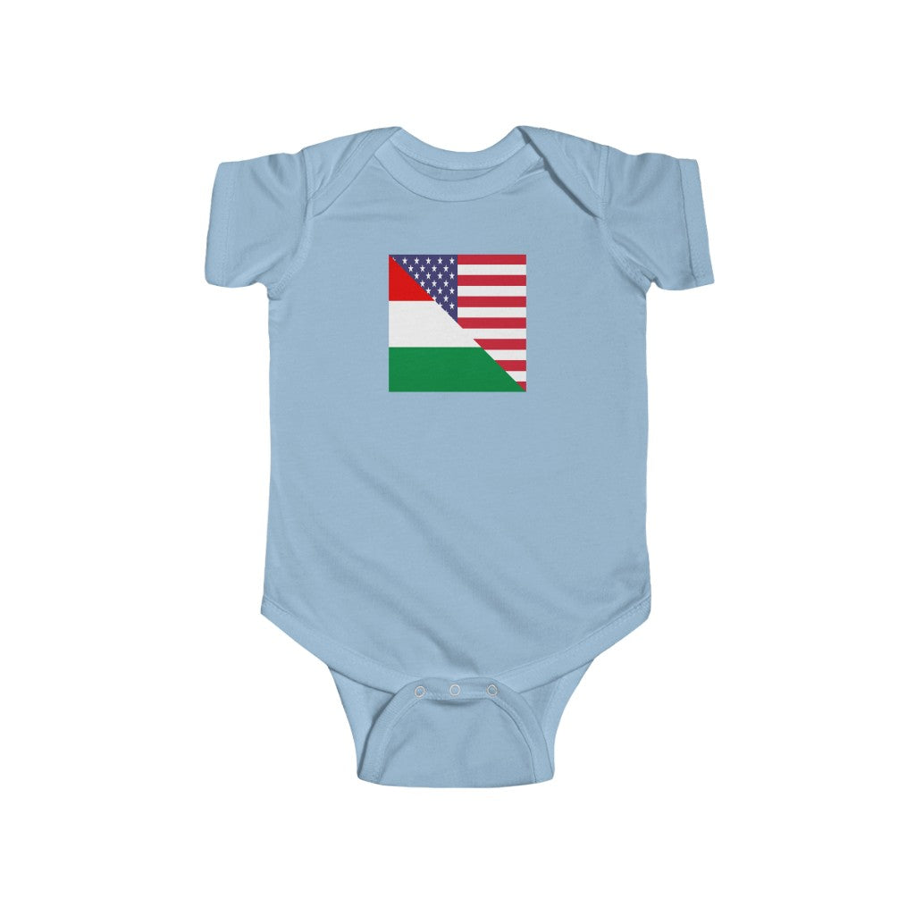 Hungarian American Flag Baby Bodysuit | Hungary Newborn Girl Boy