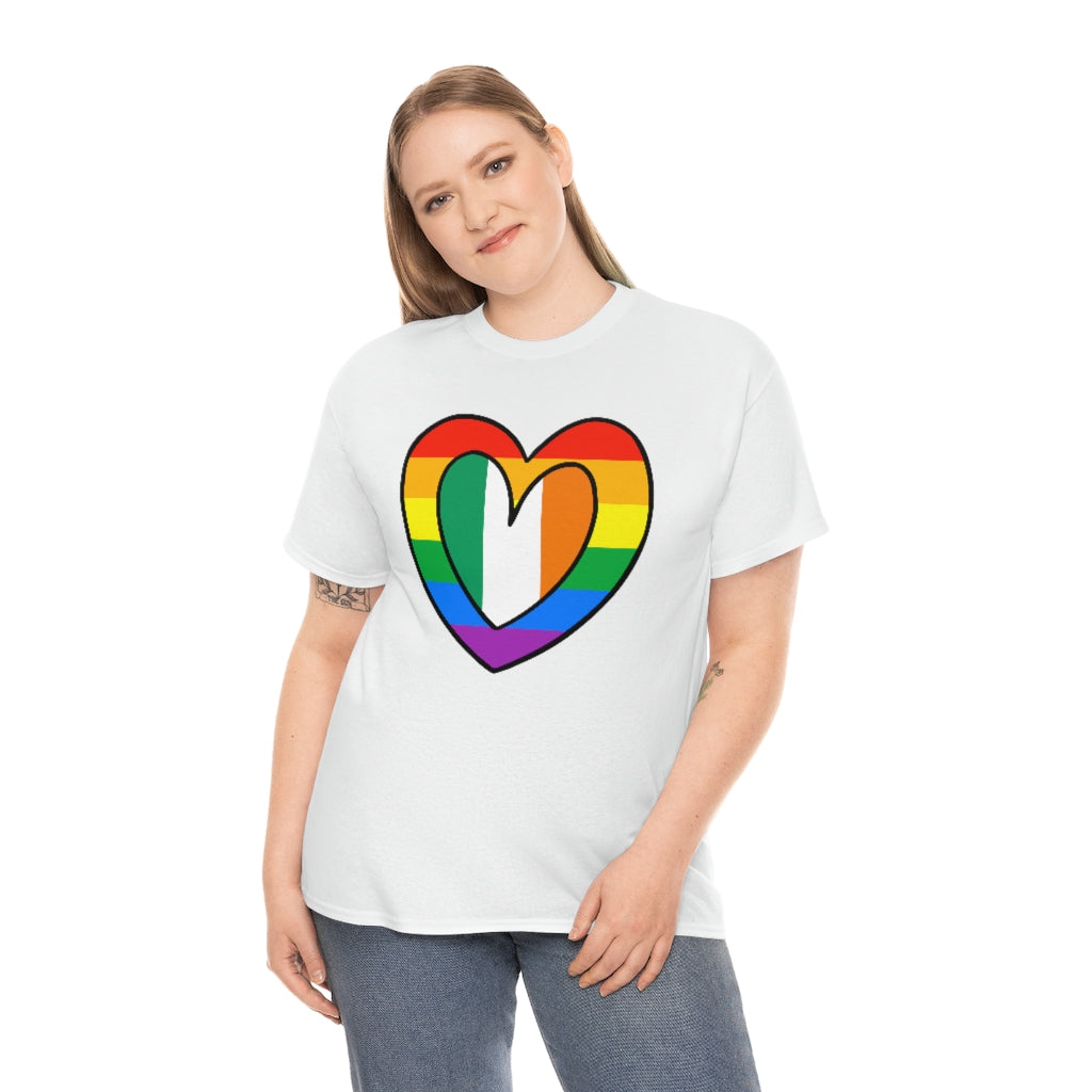 Irish Rainbow Flag Heart T-Shirt | Unisex Ireland Pride Month Tee