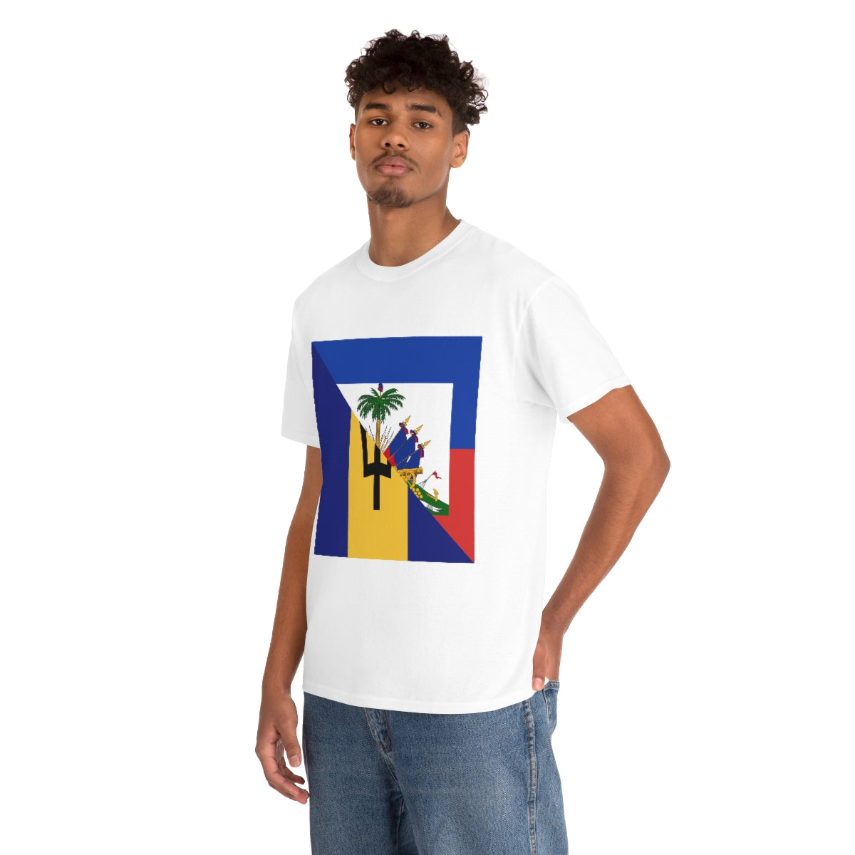 Bajan Haitian Flag Tee Shirt | Unisex Barbados Haiti USA Tshirt