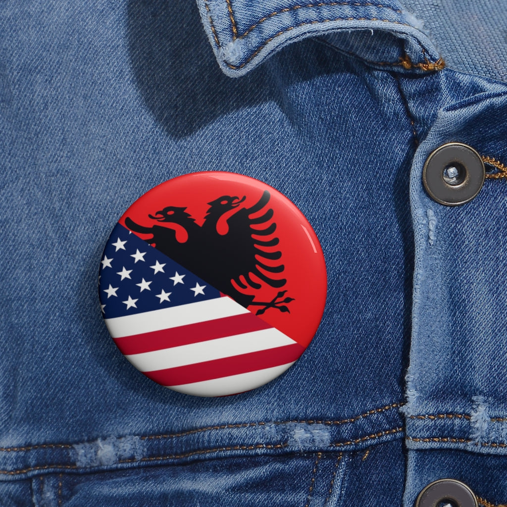 Albania America Flag Pin Button | USA Albanian American