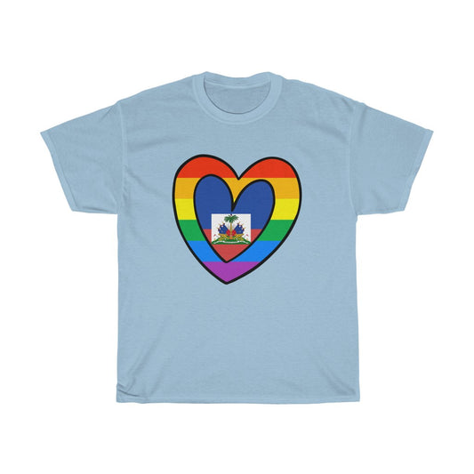 Haitian Pride Rainbow Flag Heart T-Shirt | Unisex Haiti Pride Month Tee