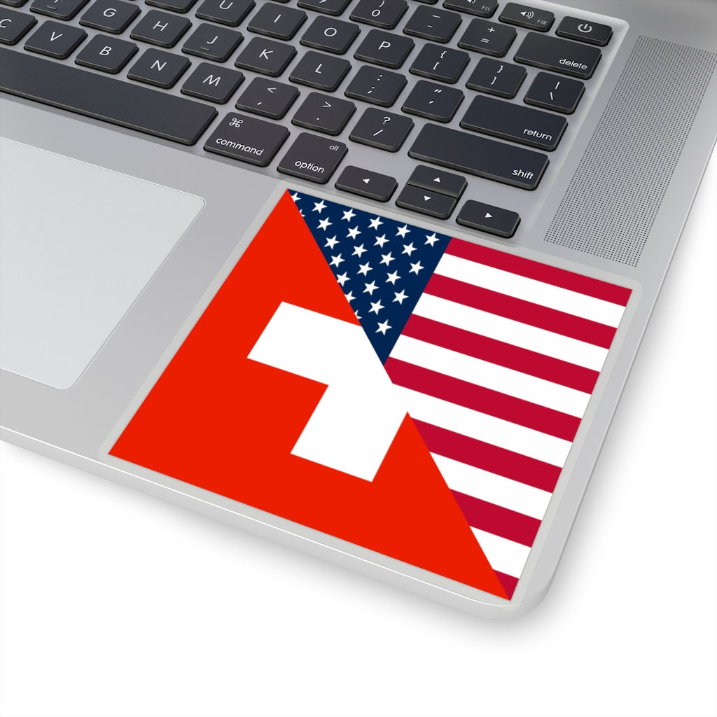 Swiss American Flag Sticker | Switzerland USA Stickers