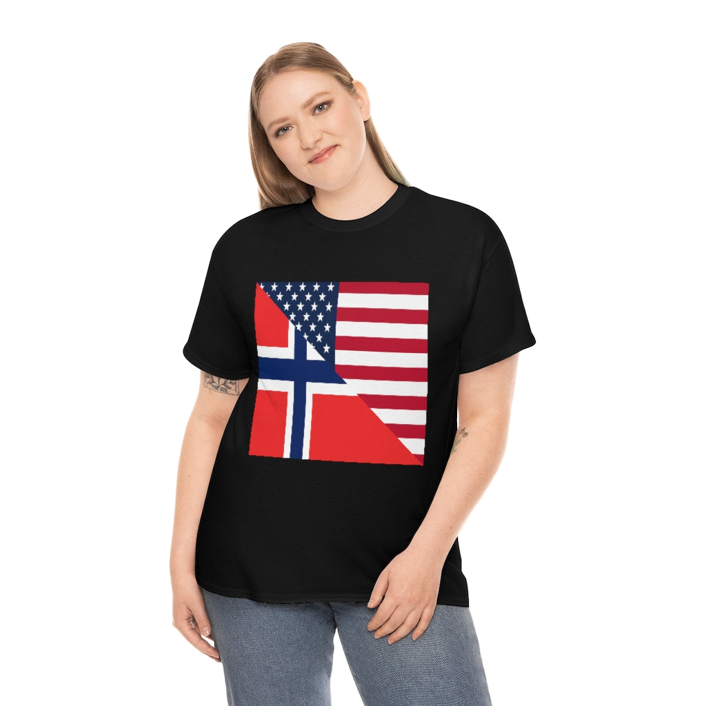 Norwegian American Flag Tee Shirt | Unisex Norway USA Tshirt