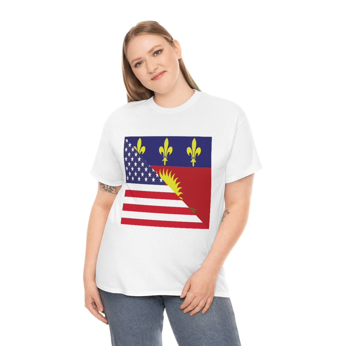 Guadeloupe American Flag Half Guadeloupean USA T-Shirt | Unisex Tee Shirt